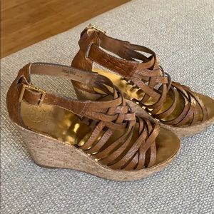 Tory Burch Size 9.5 Leather Wedges